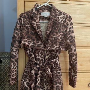 American Glamour Badgley Mischka Cheetah Rain Coat